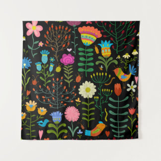 Tapiz Patrón de ilustracion dibujado a mano con flores a