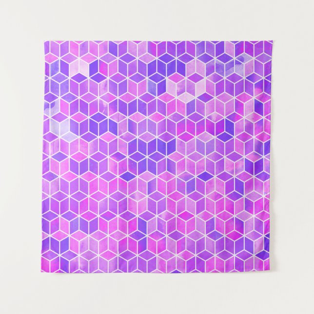 Tapiz Patrón de ilustracion hexagonal de acuarela (Anverso)