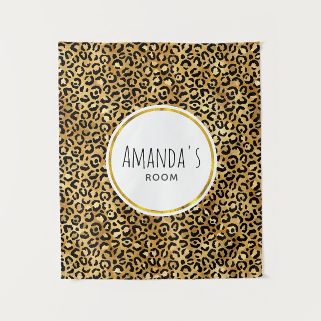 Tapiz Patrón de impresión de leopardo salvaje y exótico (Anverso)