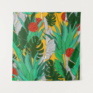 Tapiz Patrón de jungla de verano con colores brillantes.