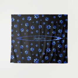 Tapiz Patrón de la garra de perro purpurina azul Monogra