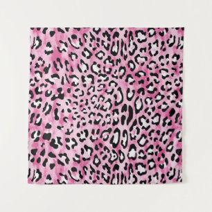 Tapiz Patrón de Leopardo Blanco Rosa.