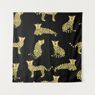 Tapiz Patrón de leopardo: chita de fondo negro