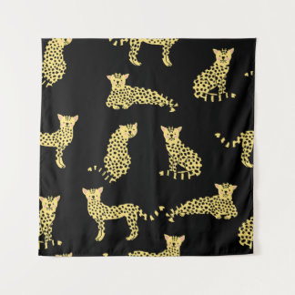 Tapiz Patrón de leopardo: chita de fondo negro