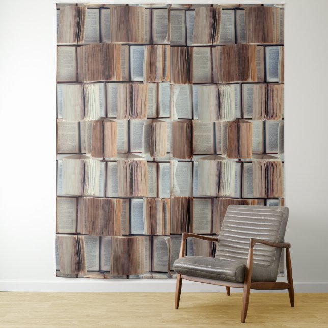 Tapiz Patrón de libros abiertos lindos para pared de aut (In situ)