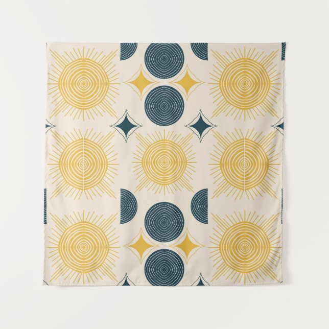 Tapiz Patrón de luna de sol celestial Boho (Anverso)