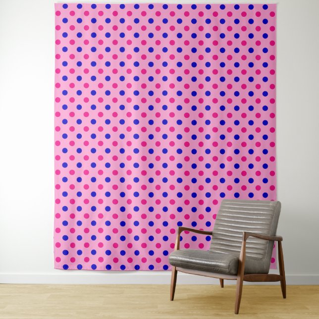 Tapiz Patrón de lunares rosas y azules (In situ)
