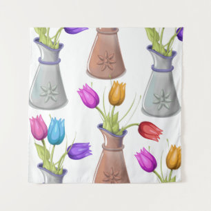Tapiz Patrón de macetas de flores