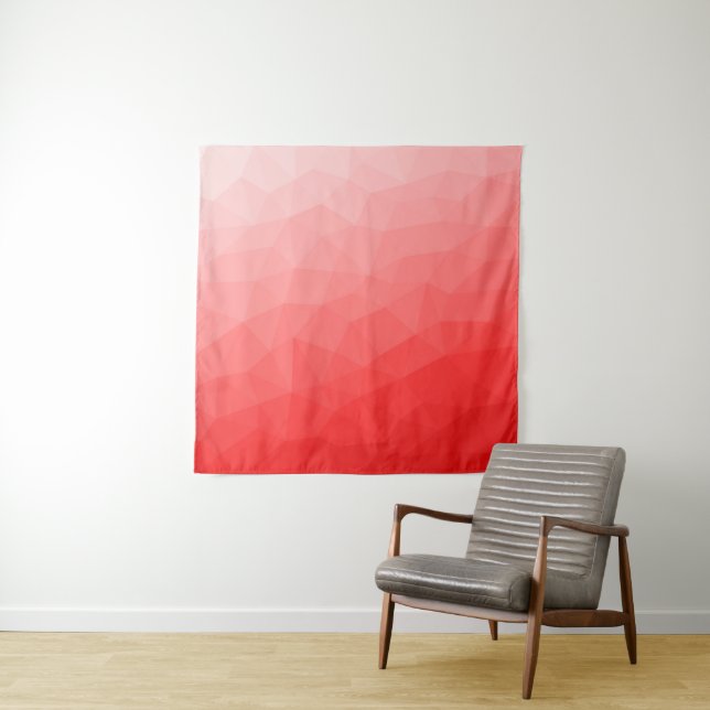 Tapiz Patrón de malla geométrica con gradiente rojo (In situ)