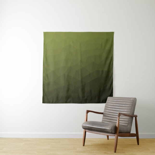 Tapiz Patrón de malla geométrica degradado oscuro verde  (In situ)