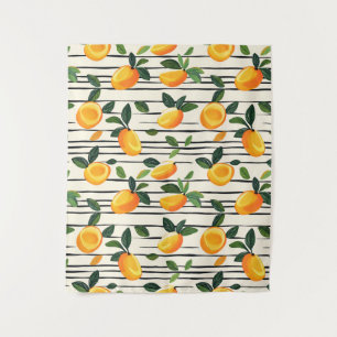 Tapiz Patrón de mango de color de agua con hojas verdes