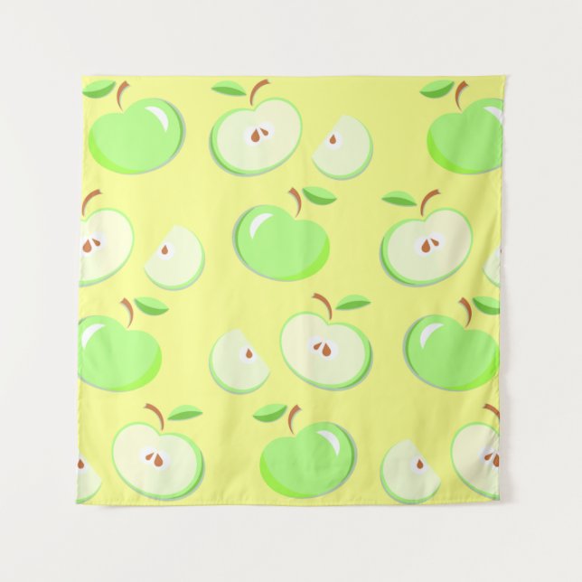 Tapiz Patrón de manzanas vectorial verde (Anverso)