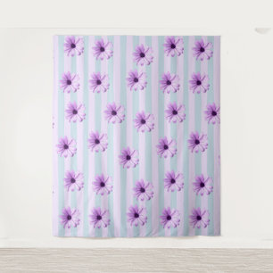 Tapiz patrón de margarita rayada azul y morado