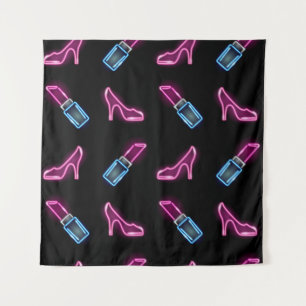 Tapiz Patrón de moda con iconos de neón.