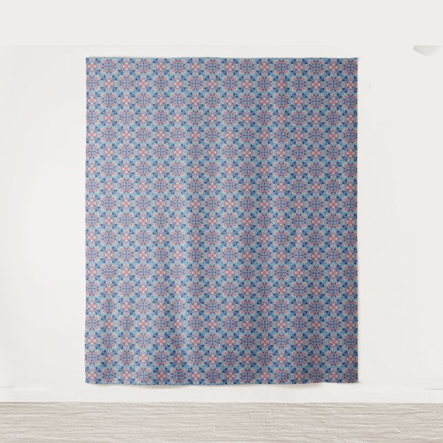 Tapiz Patrón de mosaico azul polvoriento (Anverso)