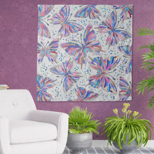 Tapiz Patrón de mosaico de mariposa - pasteles