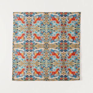 Tapiz Patrón de Navidades de Caballos Rojos Fiery de Año