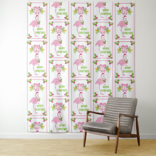 Tapiz Patrón de Navidades tropicales Flamingo Rosa