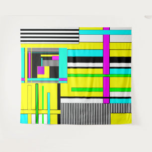 Tapiz Patrón de neón geométrico brillante abstracto arro