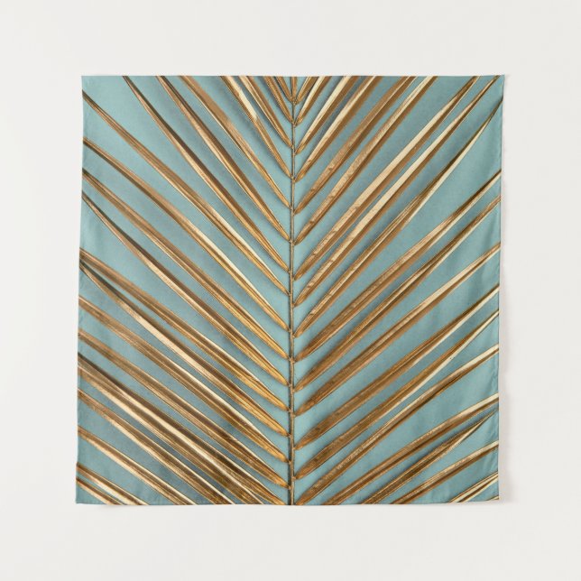 Tapiz Patrón de palma tropical pintado en oro (Anverso)