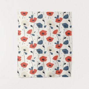 Tapiz Patrón de paneles acuáticos - rojo, azul y blanco