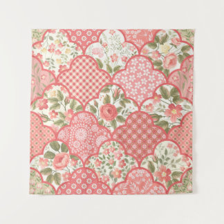 Tapiz Patrón de parchwork floral de Rosas Pastel