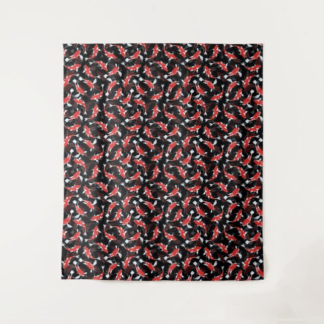Tapiz Patrón de peces de Koi Rojo (Anverso)