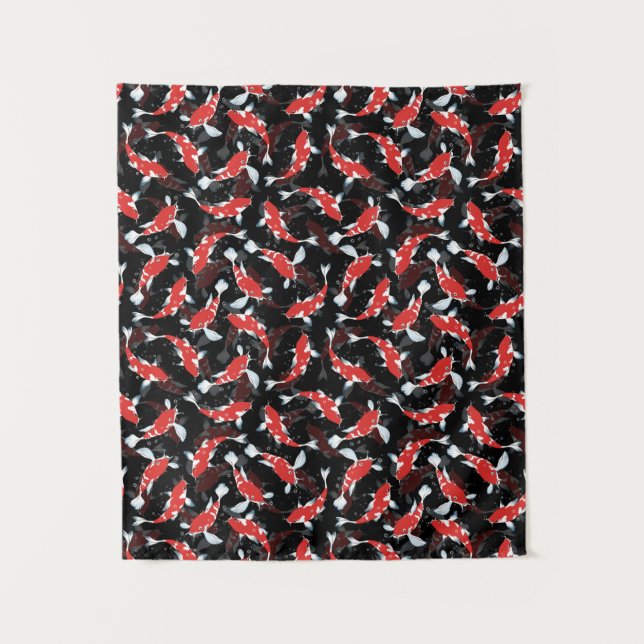 Tapiz Patrón de peces de Koi Rojo (Anverso)