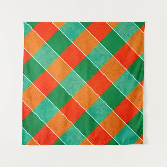 Tapiz Patrón de plasto de tartán rojo y verde (Anverso)