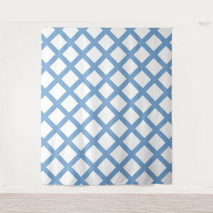 Tapiz Patrón de raya de diamante arlequín blanco azul
