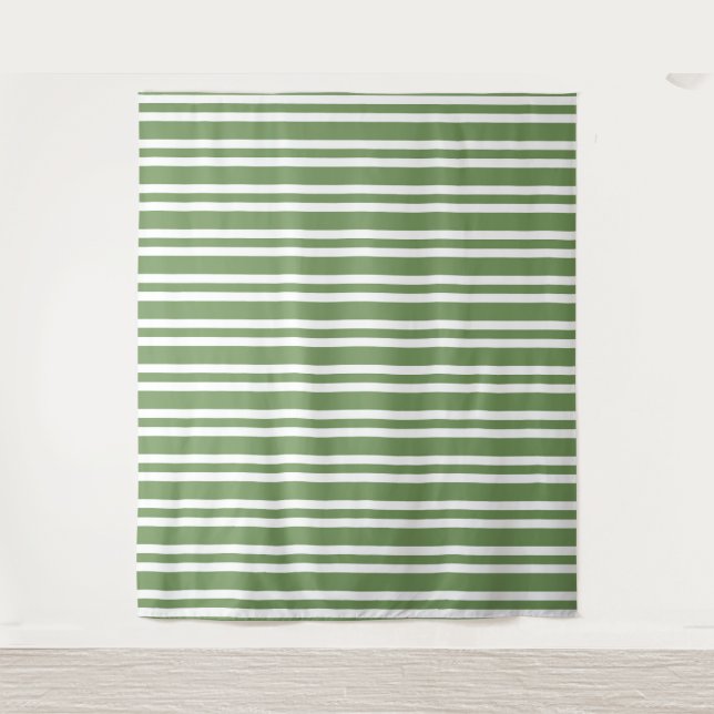 Tapiz Patrón de Rayas Blancas y Verdes (Anverso)