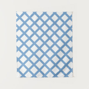 Tapiz Patrón de rayas de diamante azul de Harlequin blan