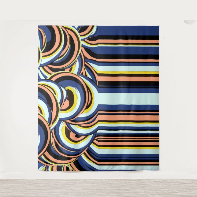 Tapiz Patrón de rayas remolinos multicolor (Anverso)