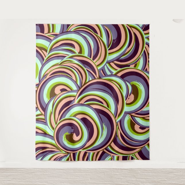 Tapiz Patrón de remolinos multicolor (Anverso)