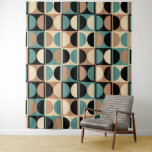 Tapiz Patrón de resumen geométrico moderno de mediados d<br><div class="desc">Retro Media Century Geométrico Media Square y Círculo Patrón Beige y Turquesa Negro.</div>