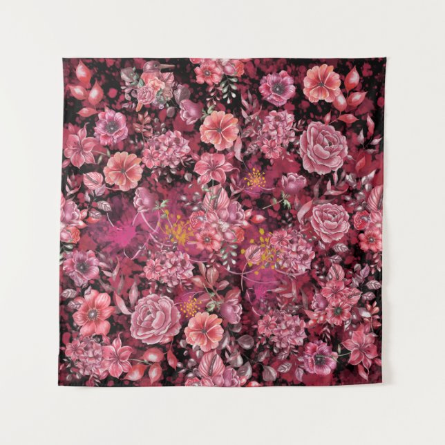 Tapiz Patrón de rosas y aves (Anverso)