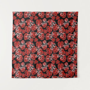 Tapiz Patrón De Salamandra Y Hoja Roja Que Se Repite