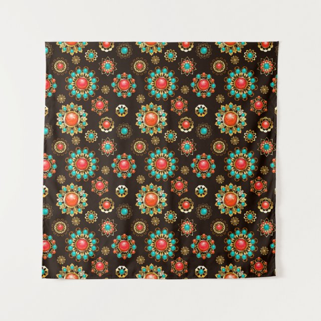 Tapiz Patrón de Seamless Brooches Étnicos (Anverso)