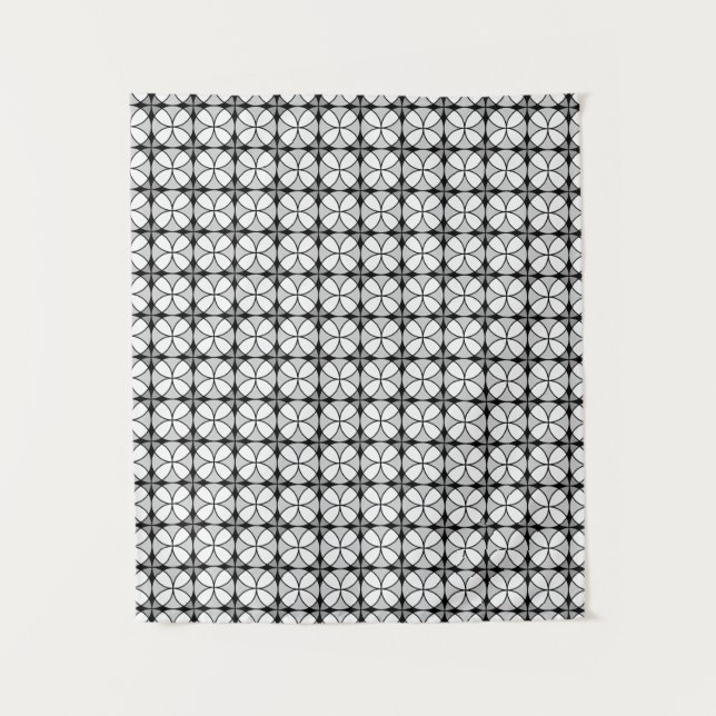 Tapiz Patrón de Shippo blanco y negro con clase (Anverso)