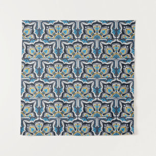 Tapiz Patrón de Talavera. Papeleo indio. Azulejos portu