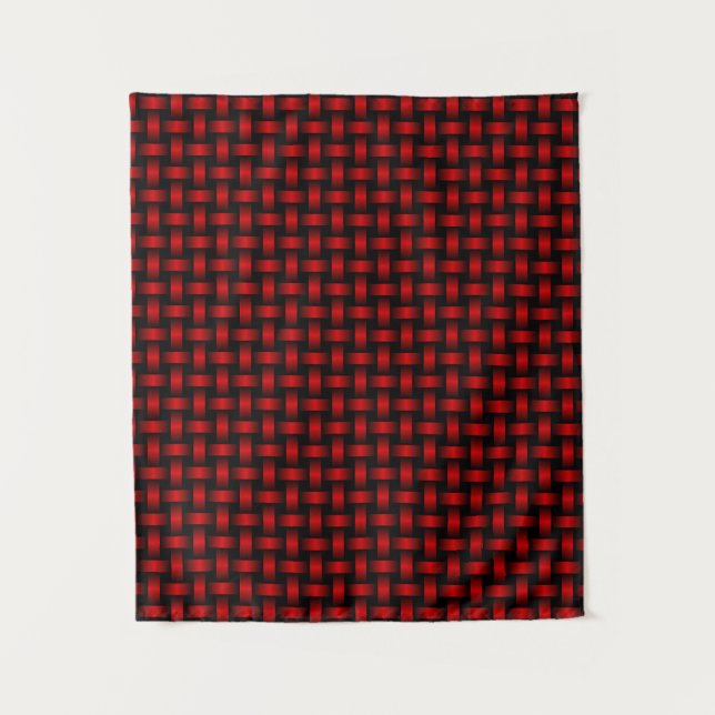 Tapiz Patrón de Tejido Rojo y Negro (Anverso)
