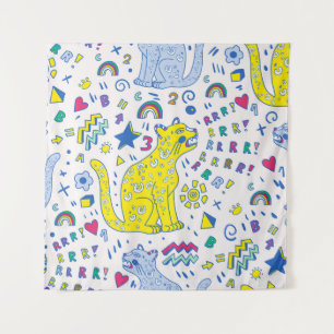 Tapiz Patrón de tigre infantil y arcoiris