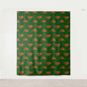 Tapiz Patrón de tigres con fondo verde