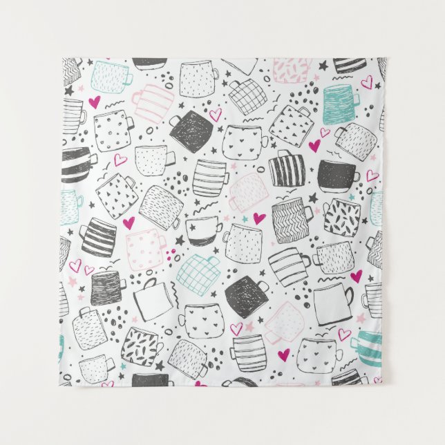 Tapiz Patrón de trapo dibujado a mano, diseño impecable. (Anverso)