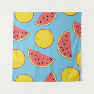 Tapiz Patrón de verano con piña y sandía, ba