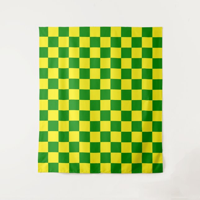 Tapiz Patrón de verificación verde amarillo (Anverso)