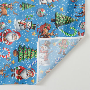 Tapiz Patrón decorativo de Navidad con fondo azul