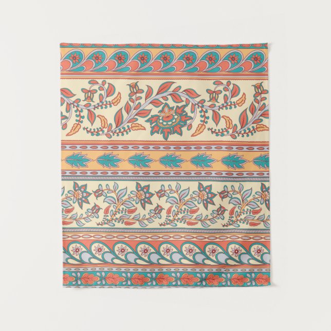 Tapiz Patrón decorativo sin fisuras de bordes con flor (Anverso)