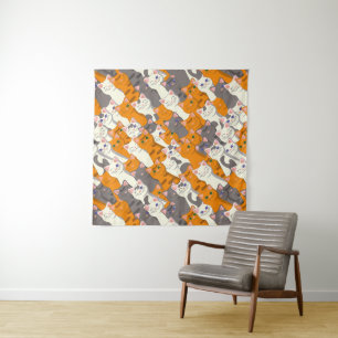 Tapiz Patrón diagonal del gato negro jengibre