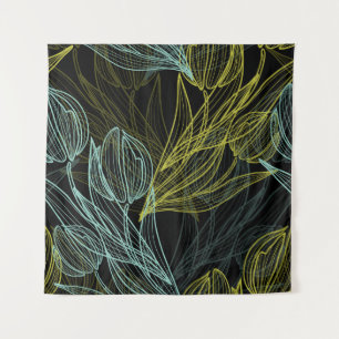 Tapiz Patrón elegante de tulipanes verdes y azules